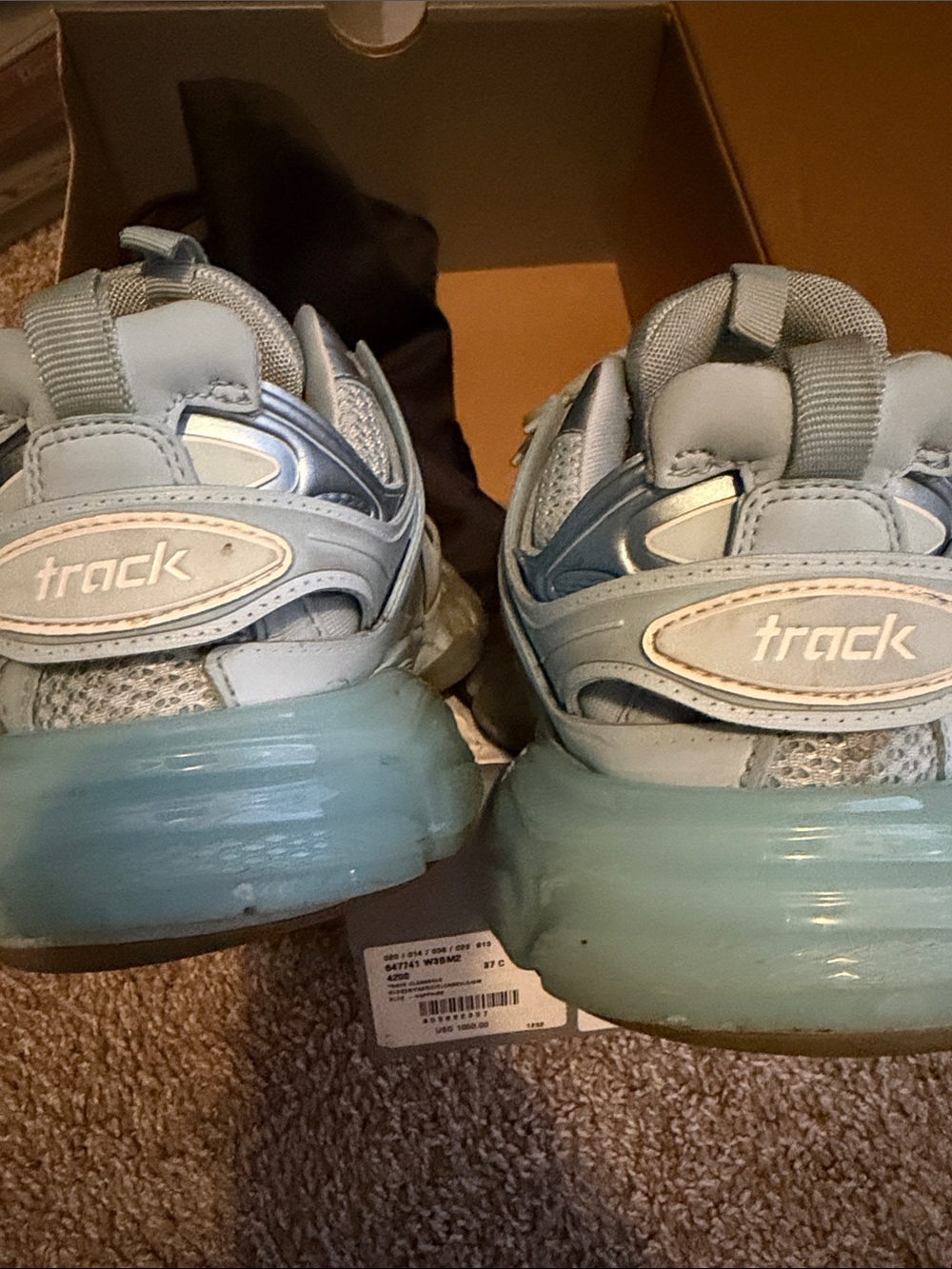 Balenciaga Light Blue Gray Shoe Box Label - Track Cleansole condition cooked - Picture 7 of 7